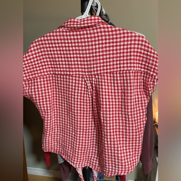 *3/$60*Beachlunchlounge 100% Cotton Red&White Gingham Shirt 90’s Cottage Core - Picture 2 of 3